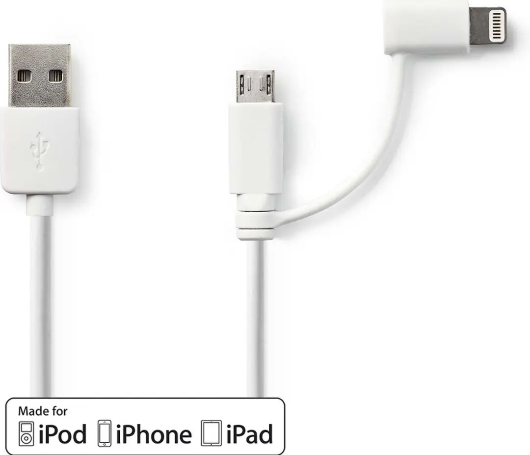 Nedis 2-in-1-Kabel USB-A Lightning/USB Micro-B 1m