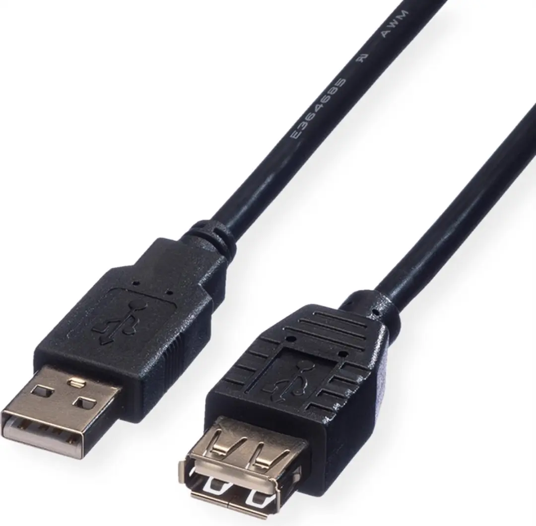 Roline USB 2.0 Kabel A-A M/F 1,8m - Zwart