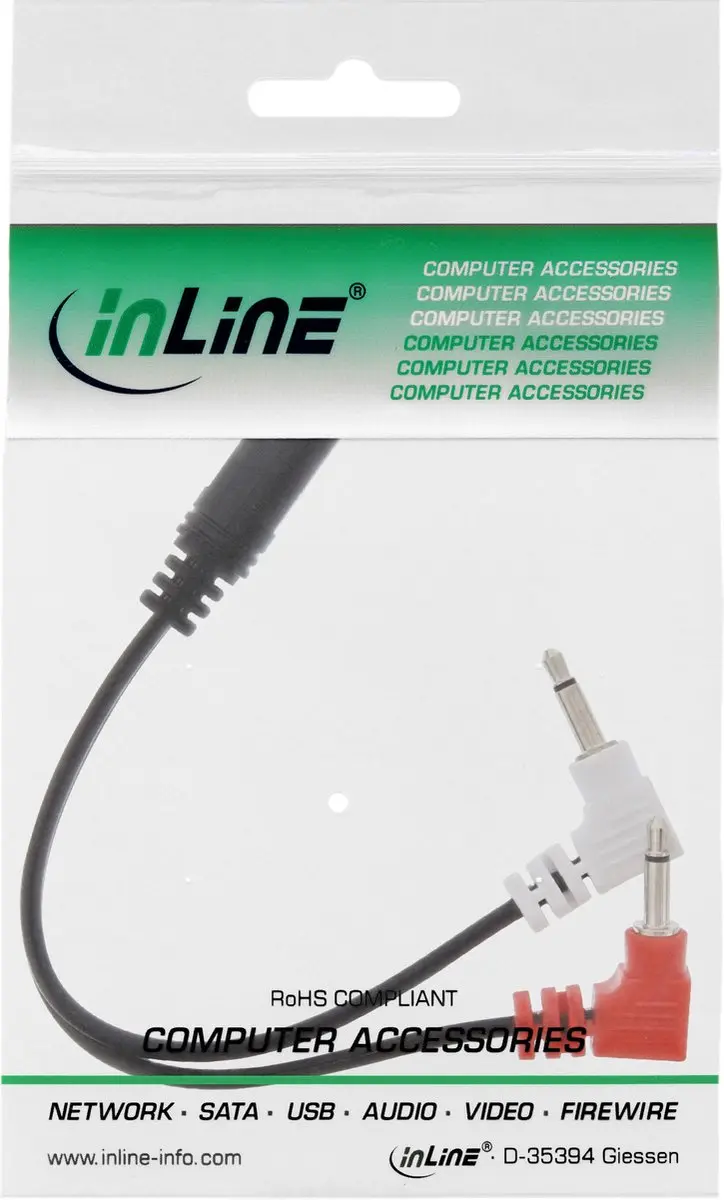InLine 3,5mm Jack Stereo Haakse Adapter - 0,15m - Zwart