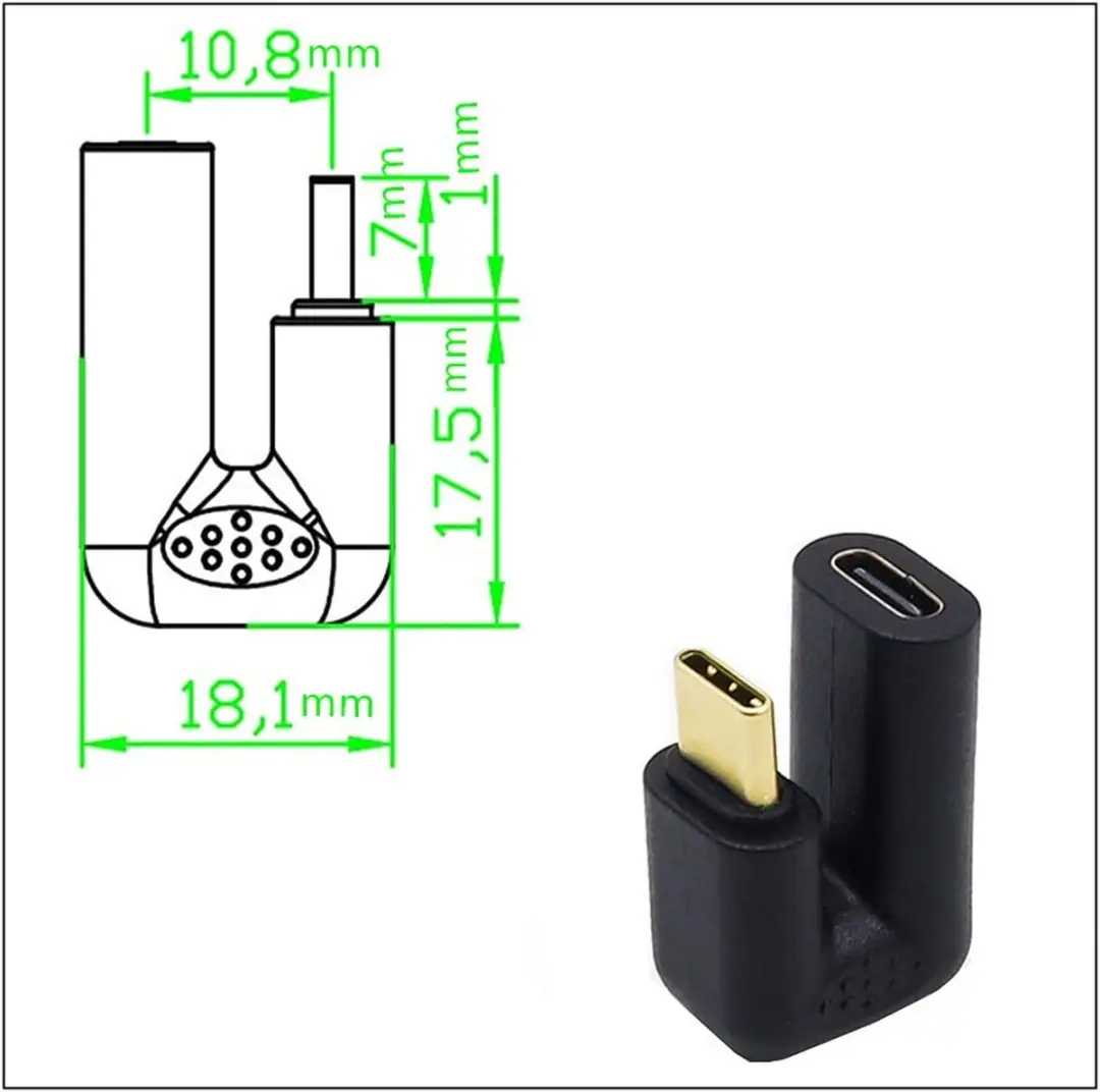 NÖRDIC USBC-MF2 USB-C Adapter - Haaks M/V 4K60Hz - Zwart