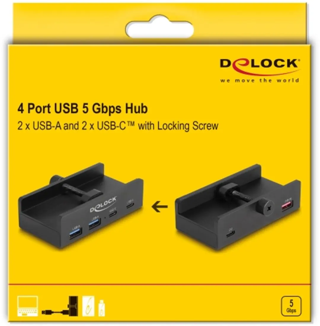 Delock 64262 USB Hub 5Gbps - 4 Poorten - USB-A/USB-C - Zwart