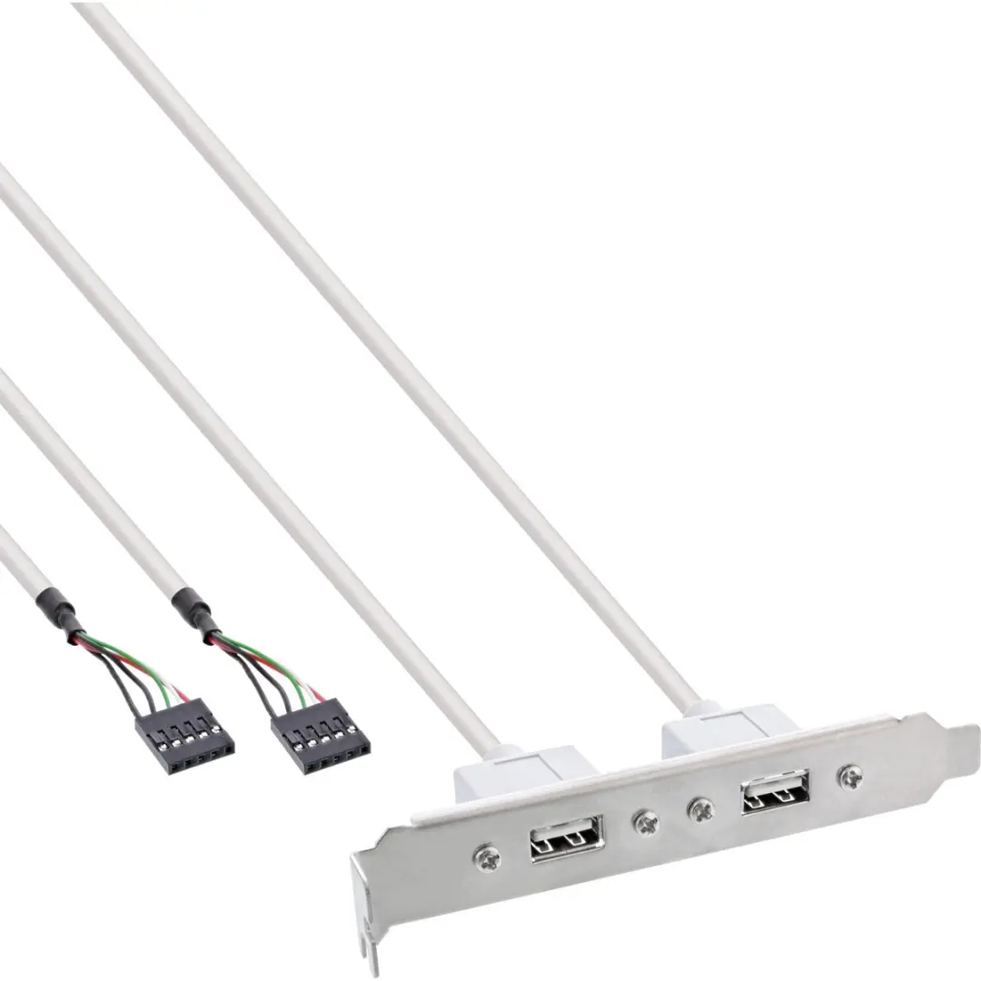InLine Slotplaatje USB 2.0 A Female naar 5-pins - 0,3m - Zilver