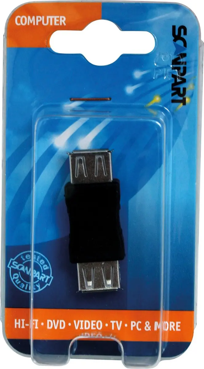Scanpart USB A naar USB A Adapter - 1 Stuk - Zwart/Grijs