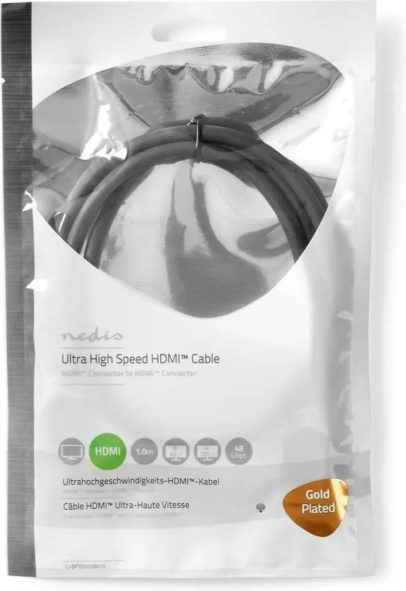 Nedis Ultra High Speed HDMI-kabel 8K 48Gbps 1m - Antraciet