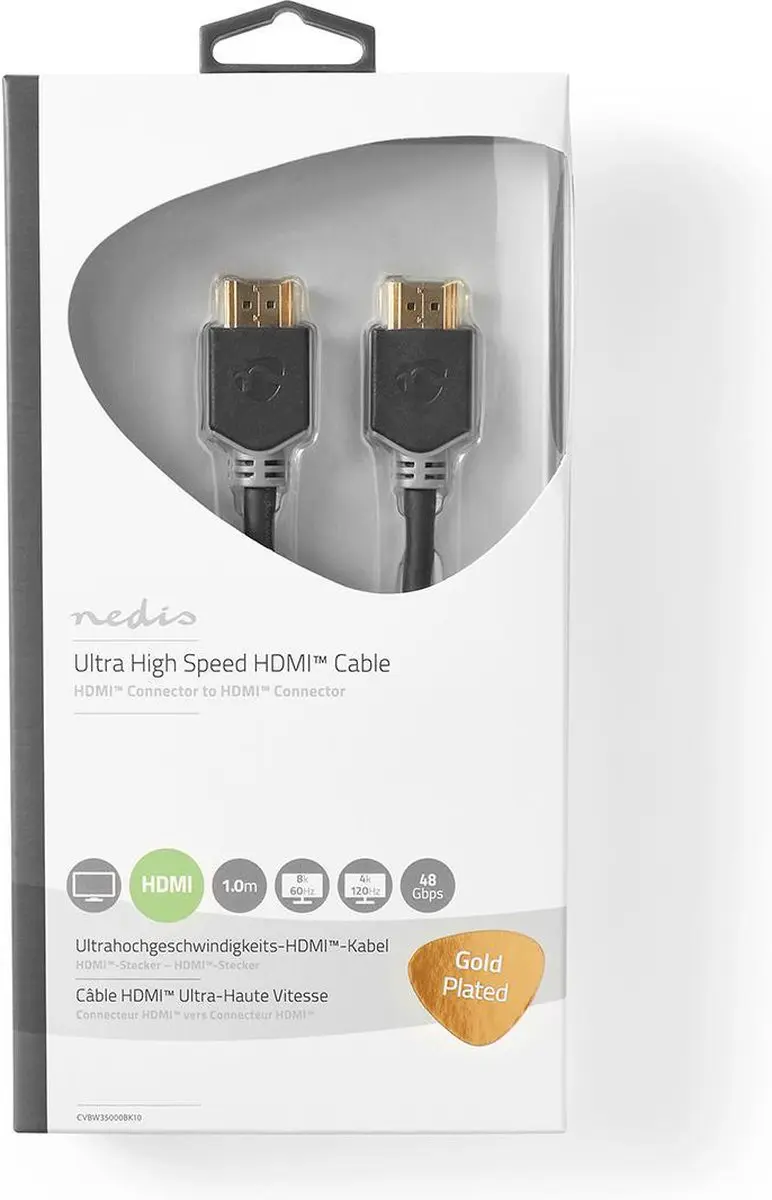 Nedis Ultra High Speed HDMI-kabel 8K 48Gbps 1m - Antraciet