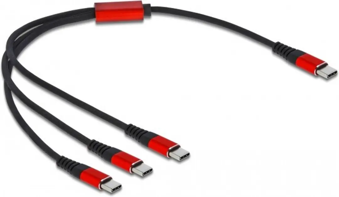 Delock USB Type-C 3-in-1 Oplader 30cm - Zwart/Rood