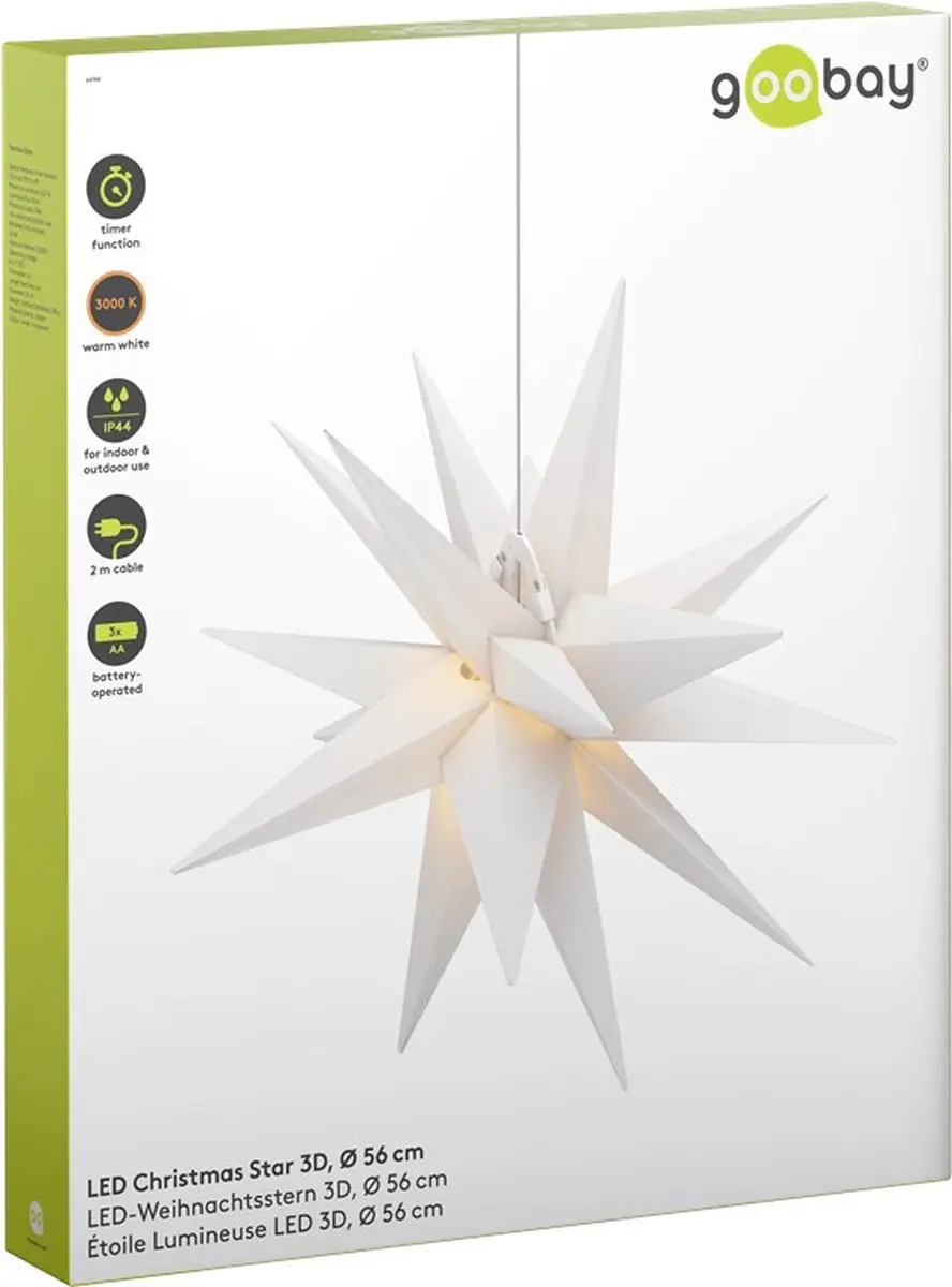 Goobay LED Kerstster 3D - Ø56cm - Transparant/Wit