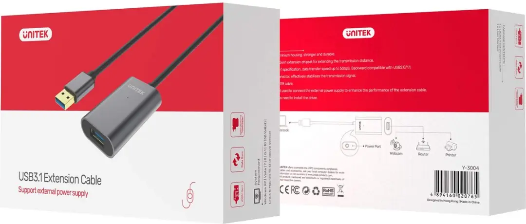 Unitek Y-3004 USB-kabel 5m USB-A - Grijs - afbeelding 3 van 6