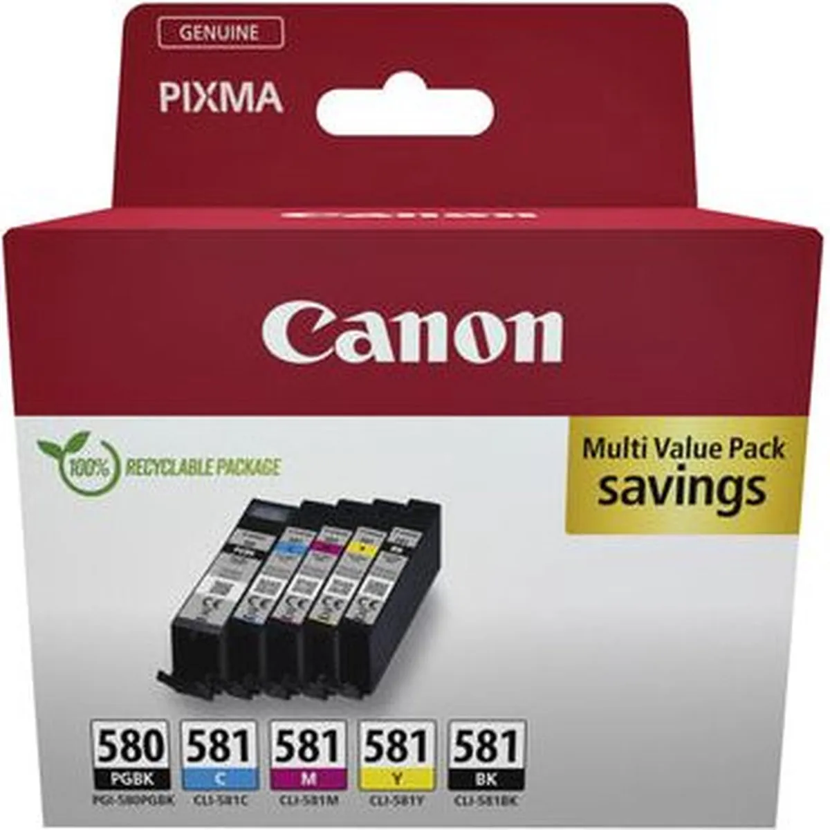 Canon PGI-580/CLI-581 Inkcartridges - 4 Stuks (Zwart/Cyaan/Magenta/Geel)