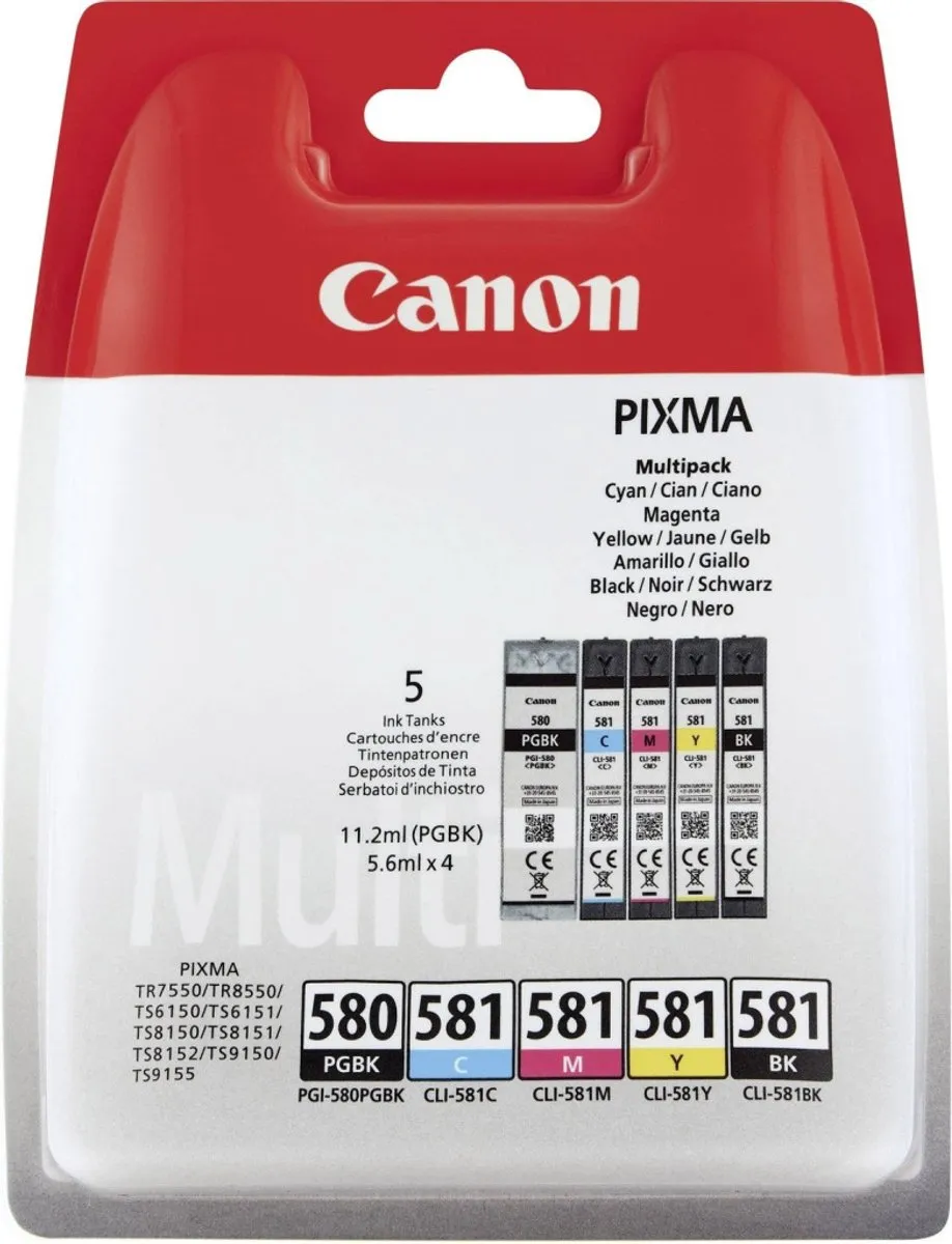 Canon PGI-580/CLI-581 Inkcartridges - 4 Stuks (Zwart/Cyaan/Magenta/Geel)