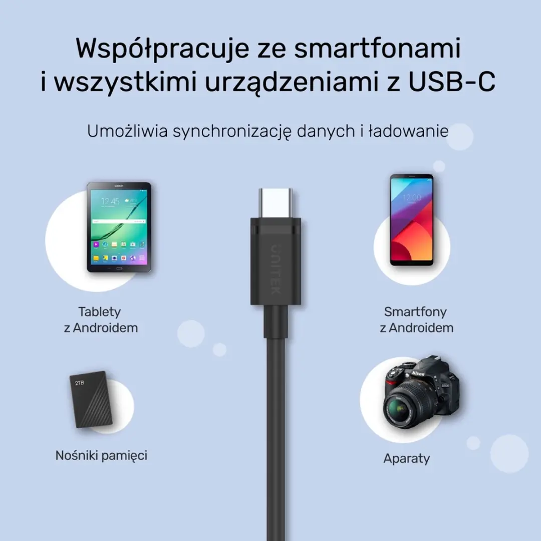 Unitek USB 3.1 A naar C Kabel 0,5m - Zwart