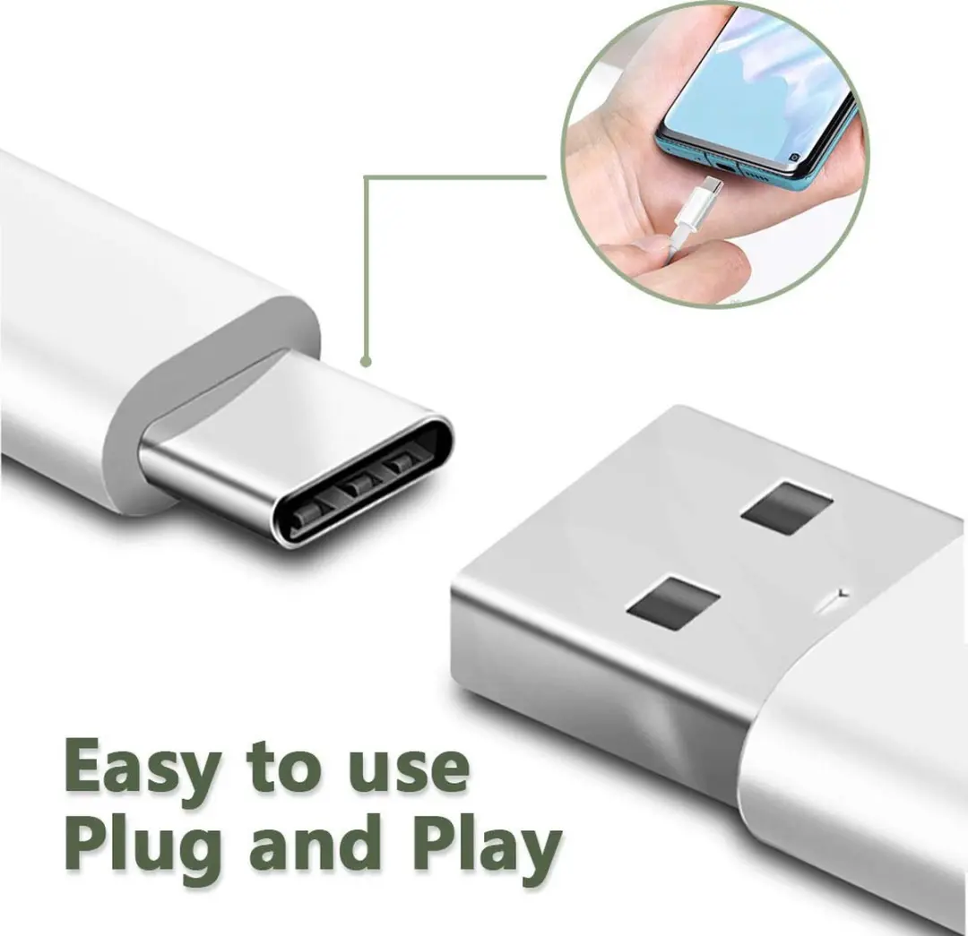 NÖRDIC USBC-N1000 USB-C naar USB-A Kabel 480Mbps 50cm - Wit