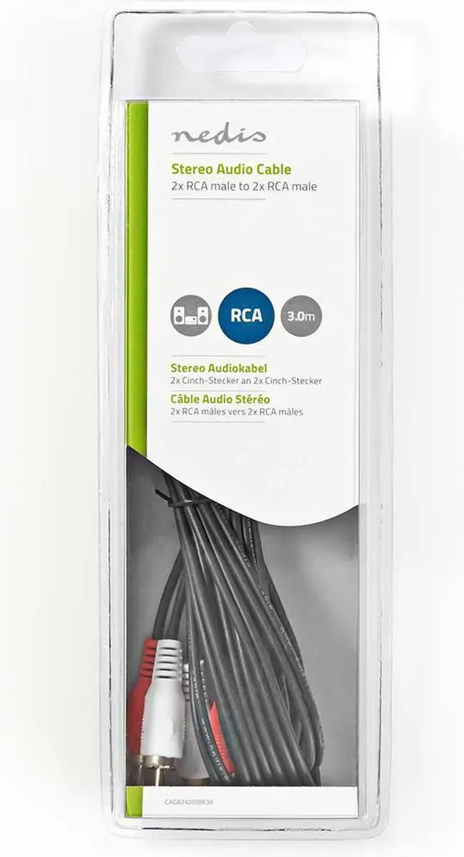 Nedis Stereo-Audiokabel CAGB24200BK30 - 2x RCA Male - 3m - Zwart