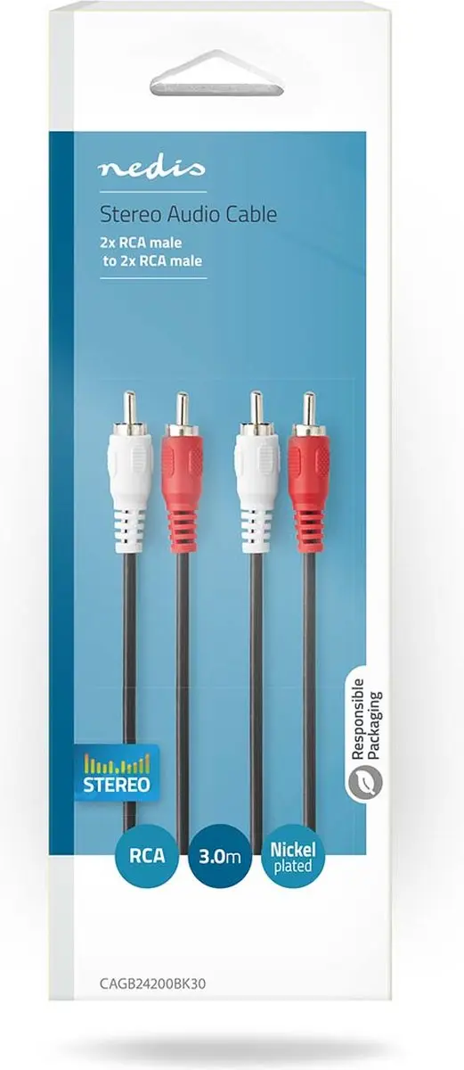 Nedis Stereo-Audiokabel CAGB24200BK30 - 2x RCA Male - 3m - Zwart