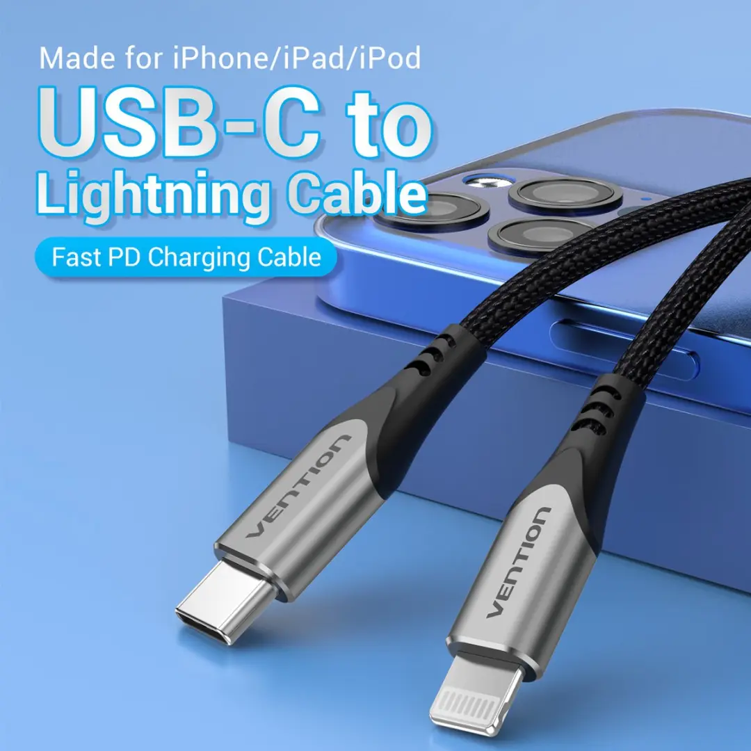 Vention USB-C naar Lightning MFi-kabel 1M - Transparent