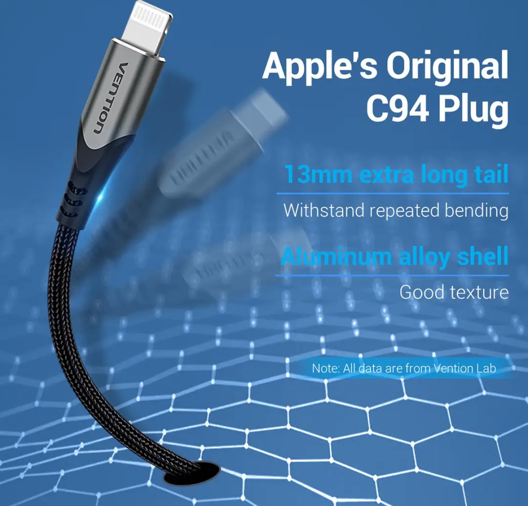 Vention USB-C naar Lightning MFi-kabel 1M - Transparent