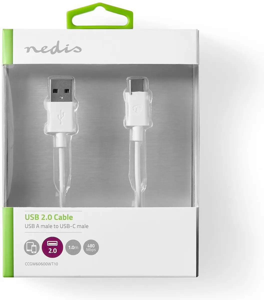 Nedis USB-C Kabel 60W 1m - USB 2.0 - Zwart