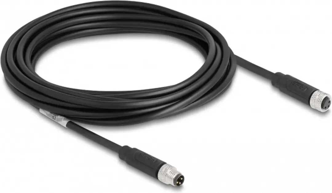 Delock M8 3-pin A-coded Kabel - 5m - Zwart