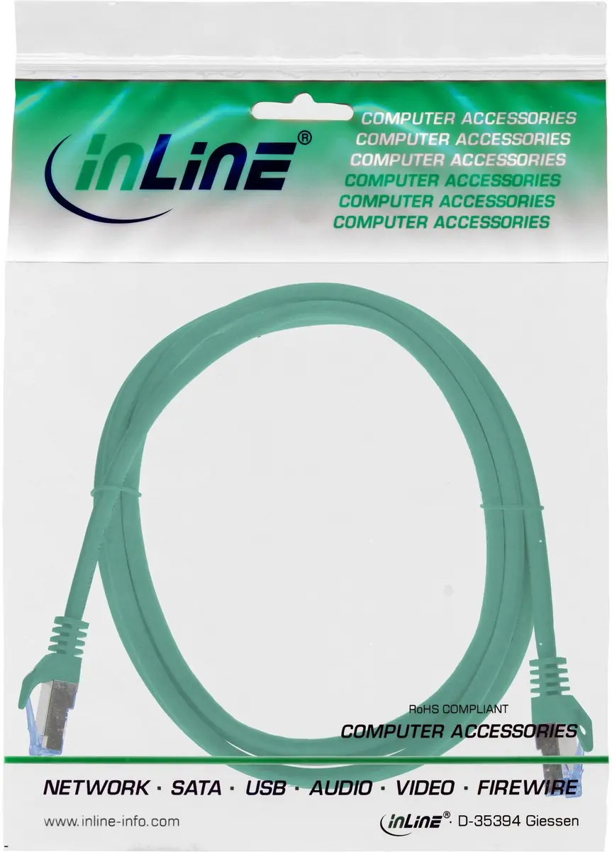 InLine Patchkabel Cat.6A S/FTP TPE LSZH CCA Groen 0,5m