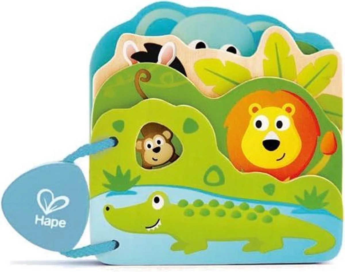 Hape Wilde Dieren Houten Babyboekje 16x12,5cm Multicolor