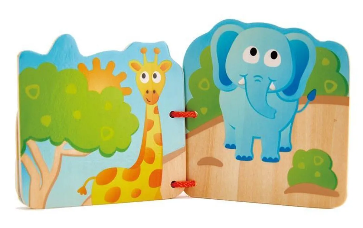 Hape Wilde Dieren Houten Babyboekje 16x12,5cm Multicolor