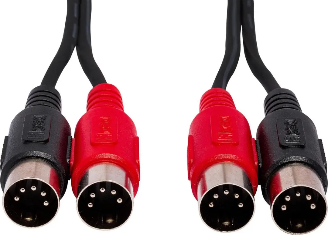 Hosa MID-203 MIDI-kabel 5-pins 3m - Rood/Zwart