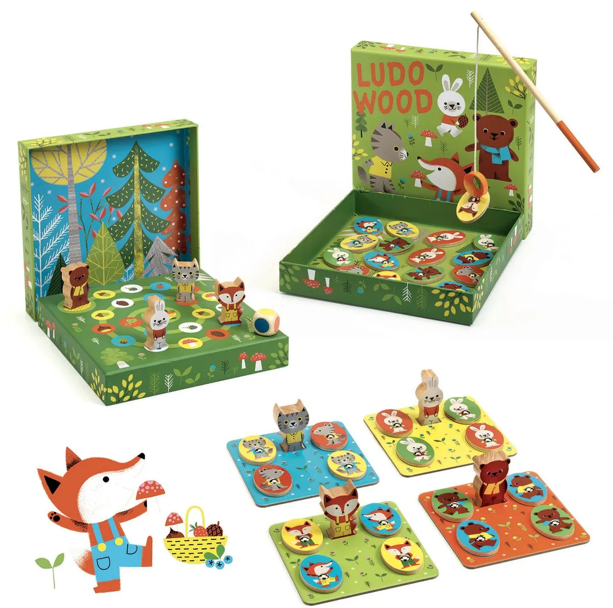 Djeco Ludo Wood DJ01628 Gezelschapsspel - 1 Stuk - Multi Color