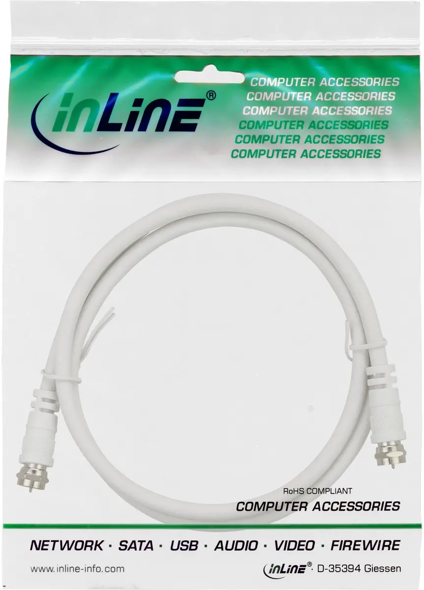 InLine SAT-verbindingskabel 2x F-male 15m - Wit
