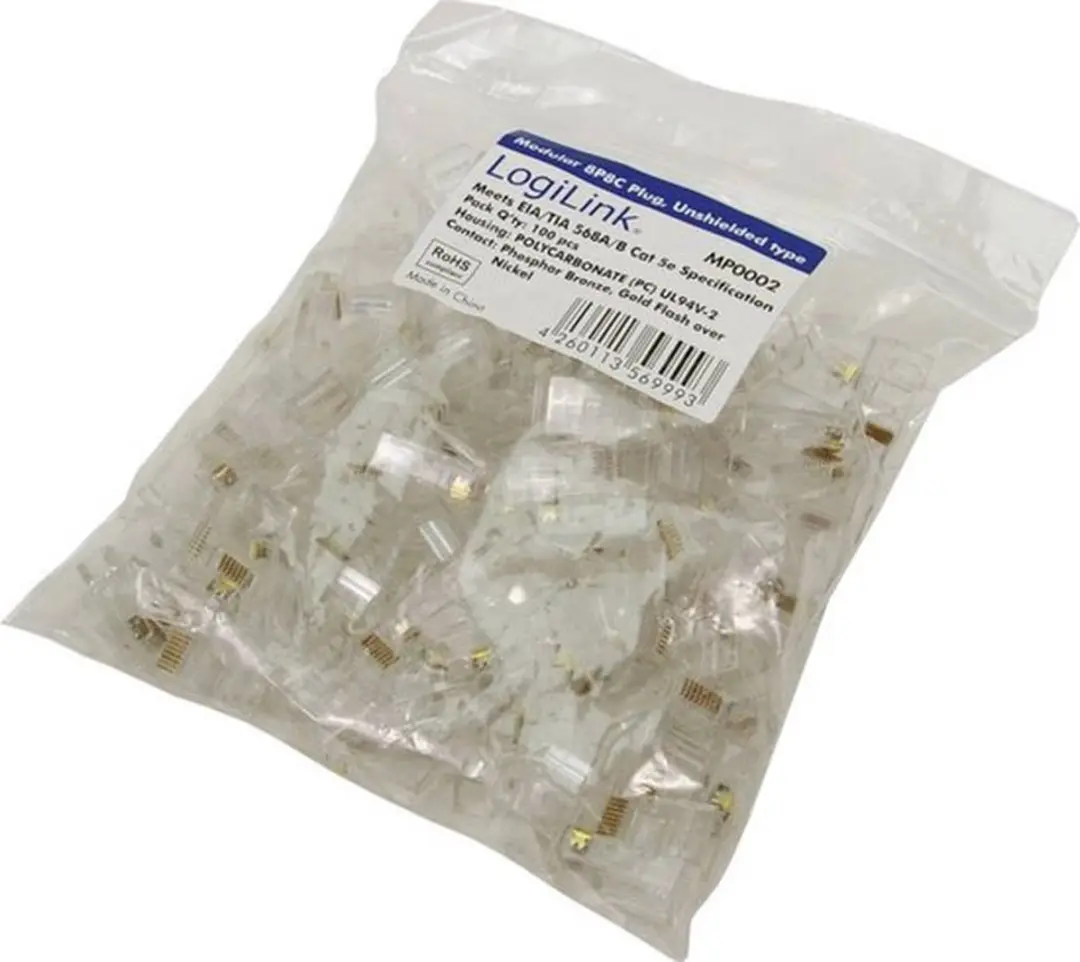 Logilink CAT5e RJ45 Connector - 100 Stuks - Transparant - afbeelding 6 van 6