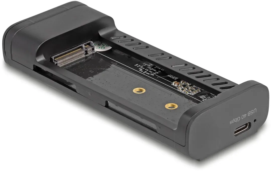 Delock USB-C 40Gbps M.2 NVMe Behuizing - 1x SSD - Zwart/Grijs