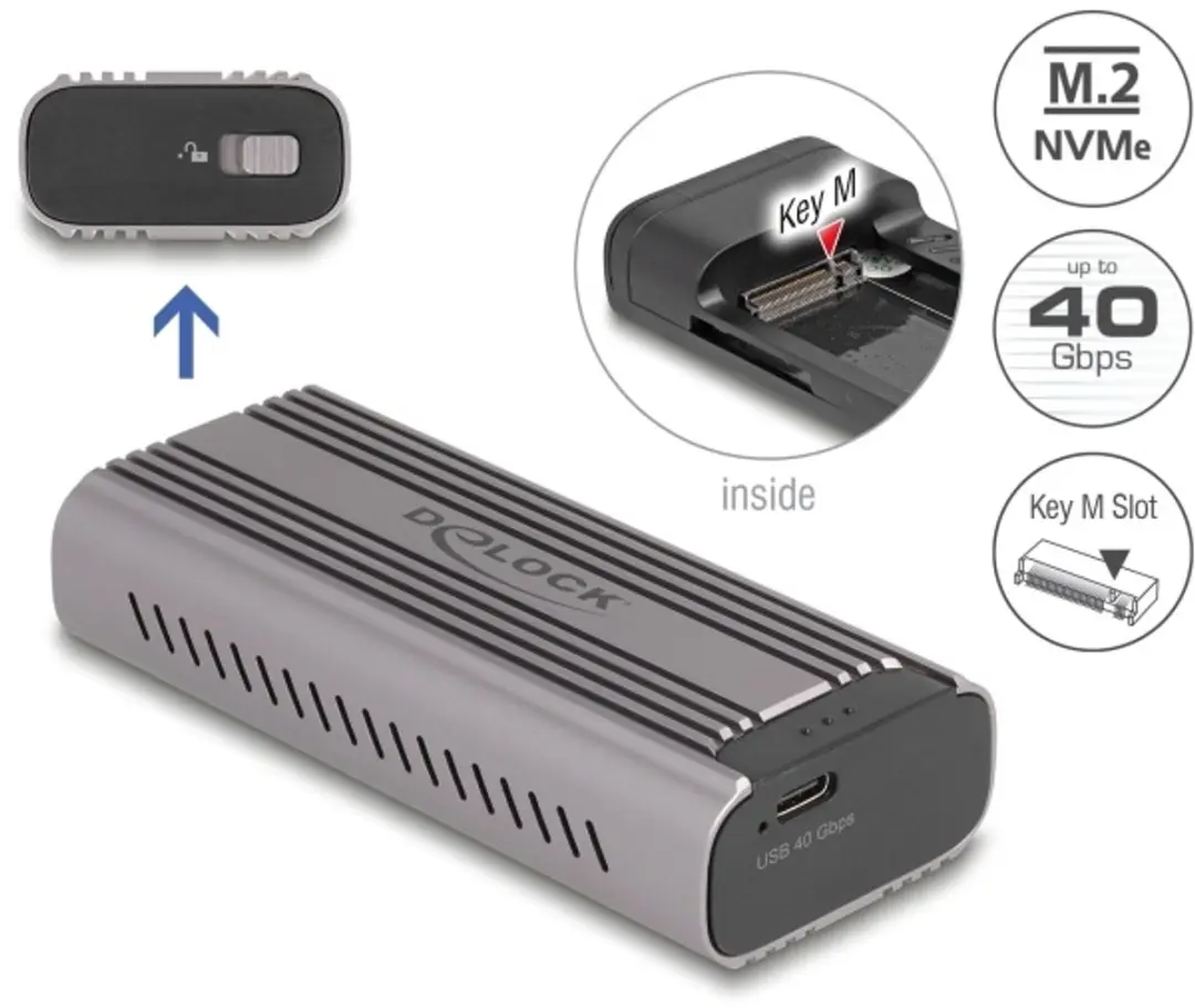 Delock USB-C 40Gbps M.2 NVMe Behuizing