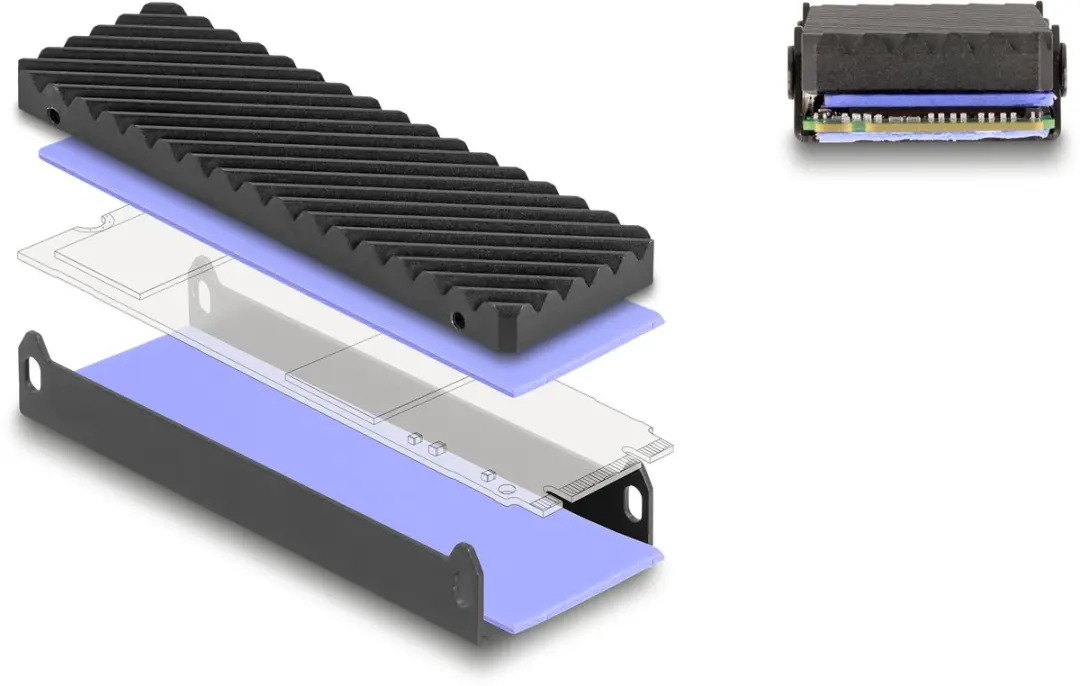 Delock USB-C 40Gbps M.2 NVMe Behuizing - 1x SSD - Zwart/Grijs