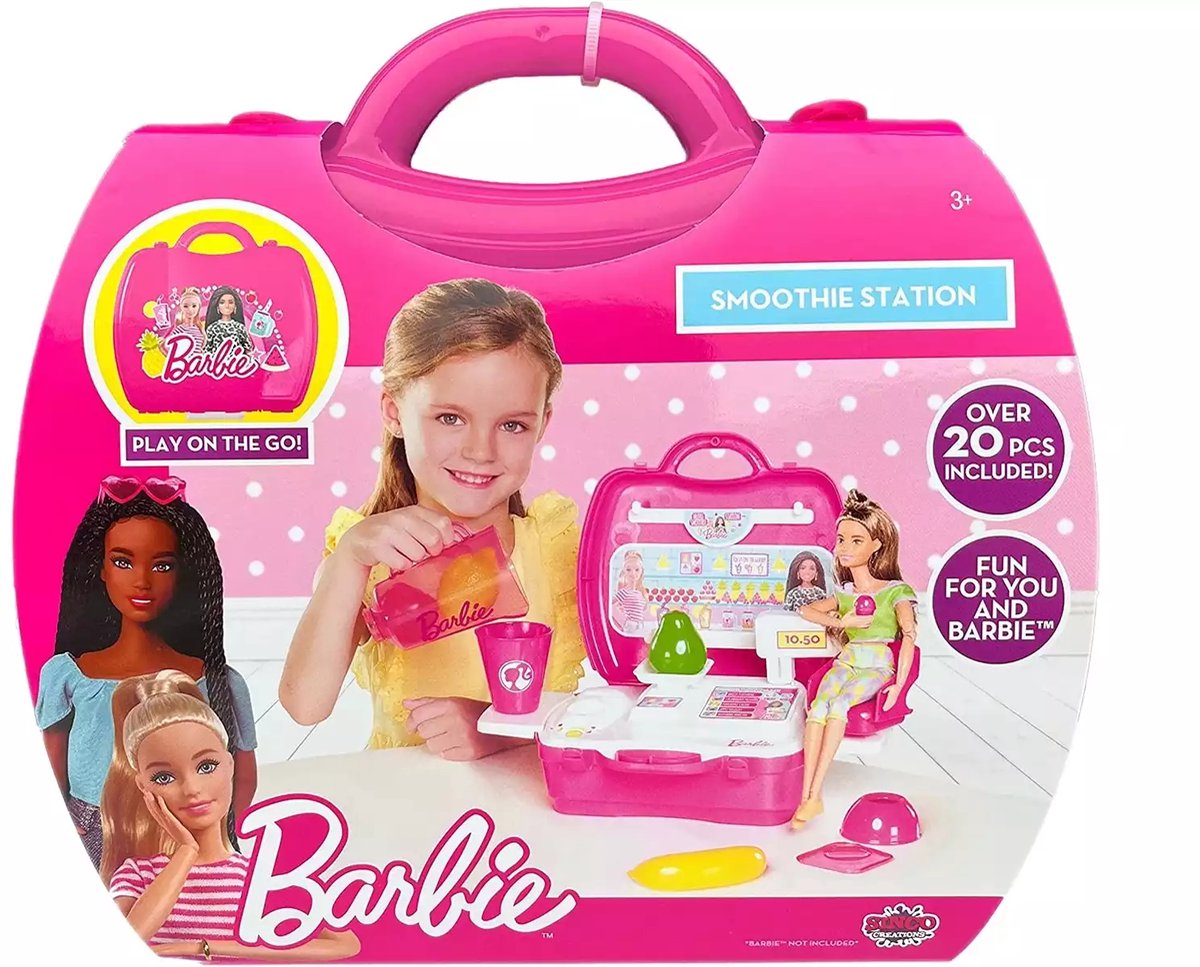 Barbie Smoothie Station - Speelset om Smoothies te Maken - Koffer met 20 Onderdelen