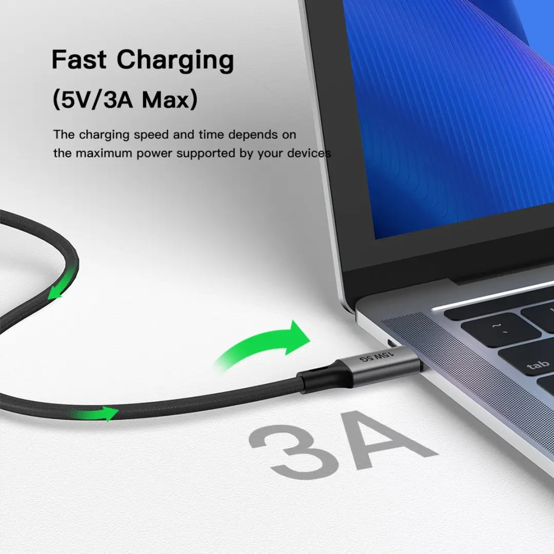 NÖRDIC USBC-N1366 USB-C Kabel 5m - 60W PD - 5Gbps - Zwart