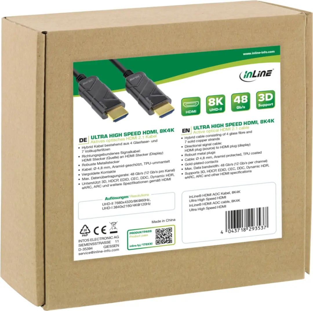 InLine HDMI AOC Kabel 8K/4K - 25m - Zwart