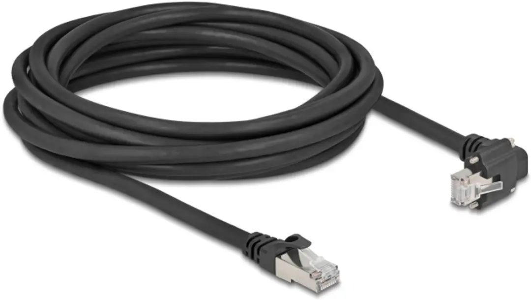 Delock GigE Kabel Cat.6 S/FTP 5m - 90° RJ45 - Zwart