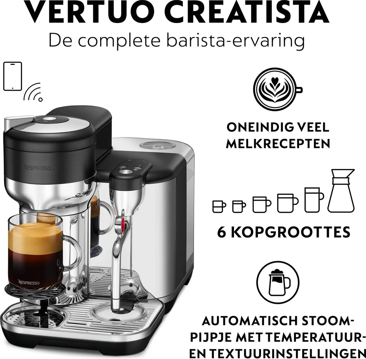 Sage Vertuo Creatista SVE850BTR4EBL1 Koffiecupmachine - Nespresso Vertuo - 1500W - afbeelding 6 van 6