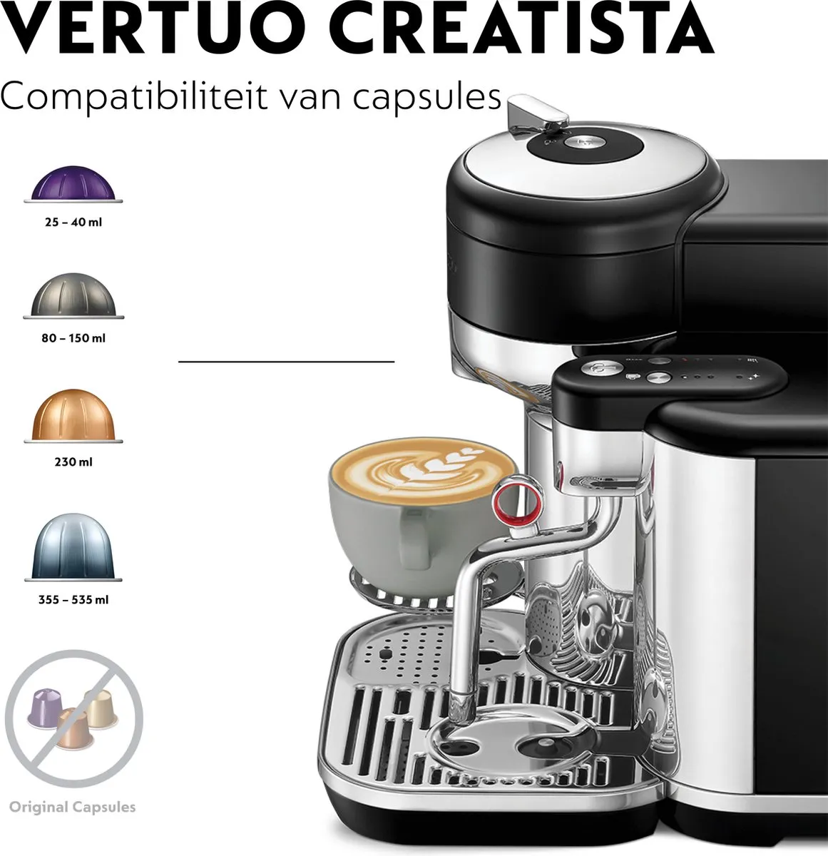 Sage Vertuo Creatista SVE850BTR4EBL1 Koffiecupmachine - Nespresso Vertuo - 1500W