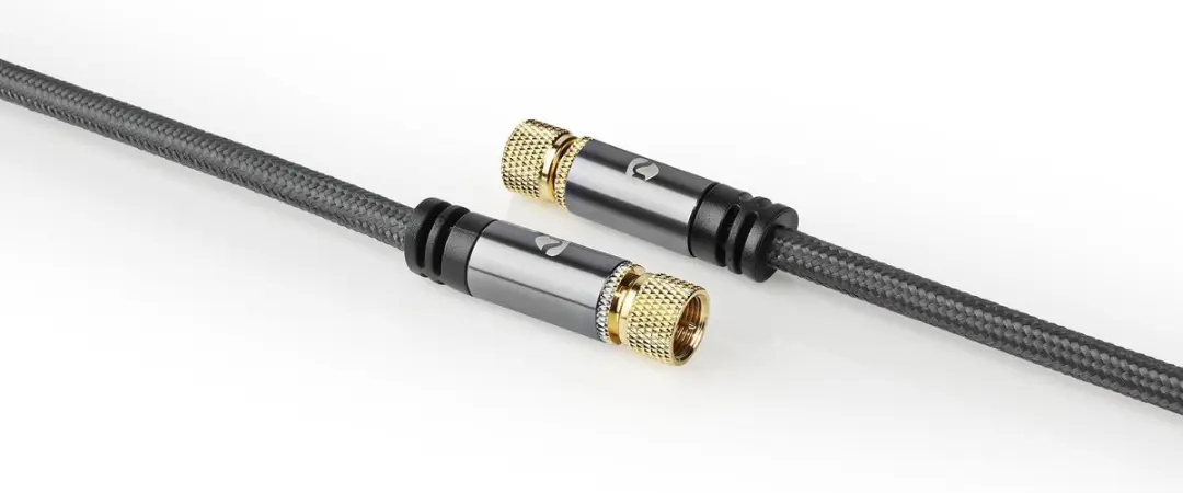 Nedis F-Male Kabel 2m - Verguld - 75 Ohm - Viervoudig Afgeschermd - Gun Metal Grijs