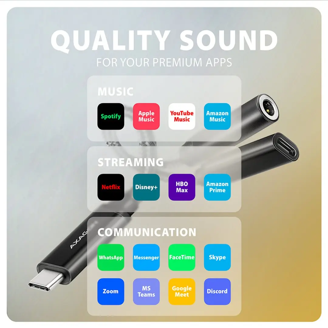 Axagon ADA-HCPD USB-C naar 3.5mm Jack - Hi-Res DAC - 384kHz/32bit - 60W PD - Zwart