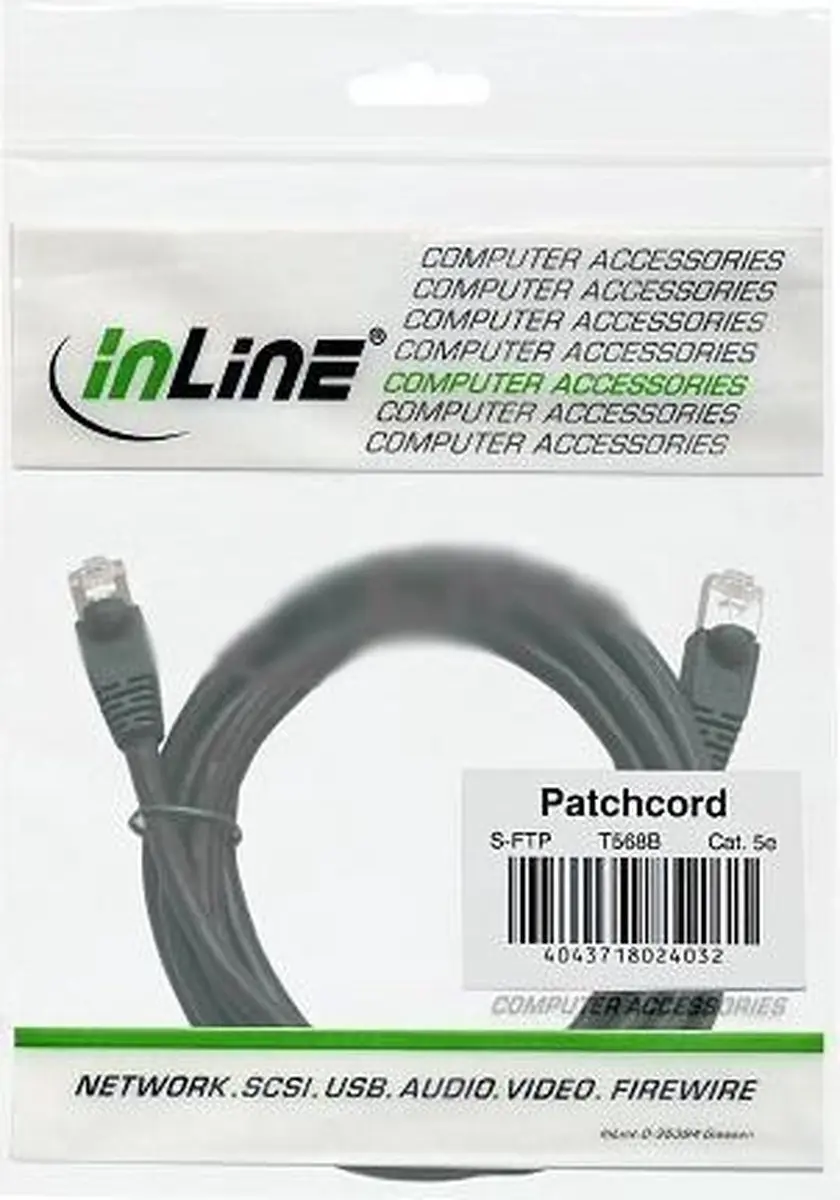 InLine S/FTP CAT6 Crosskabel 1,5m - Zwart