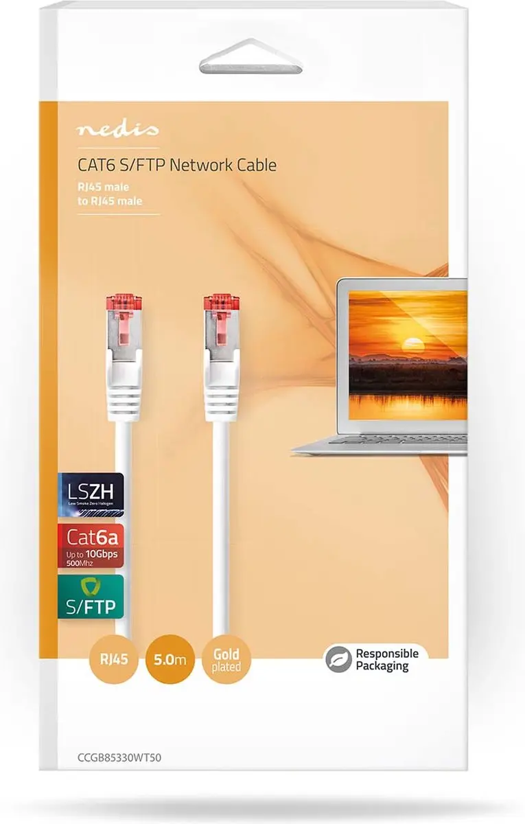 Nedis CAT6a Netwerkkabel 5m RJ45 - Wit