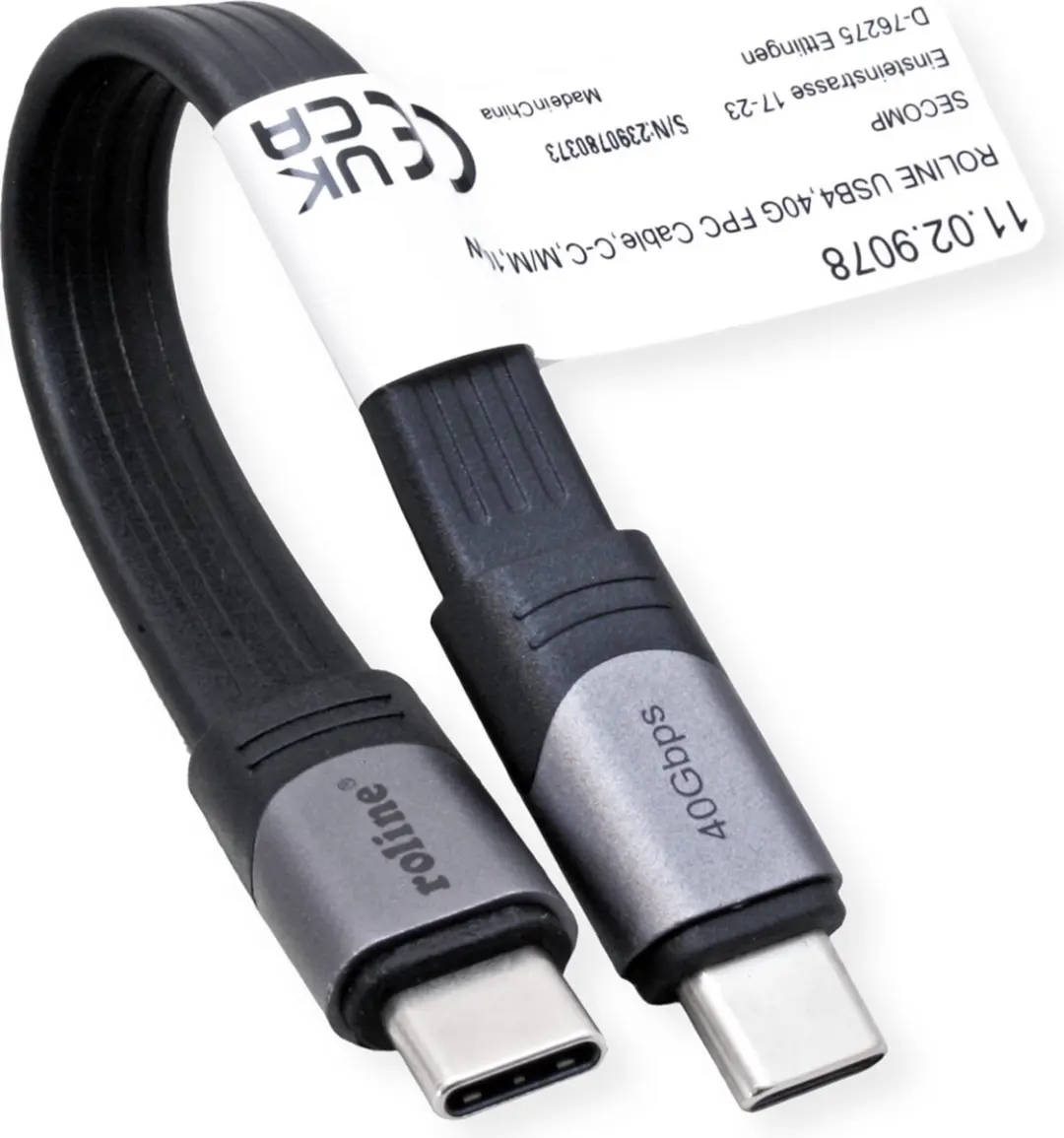 Roline USB4 Gen3x2 C-C Kabel 40Gbit/s 100W - 15cm