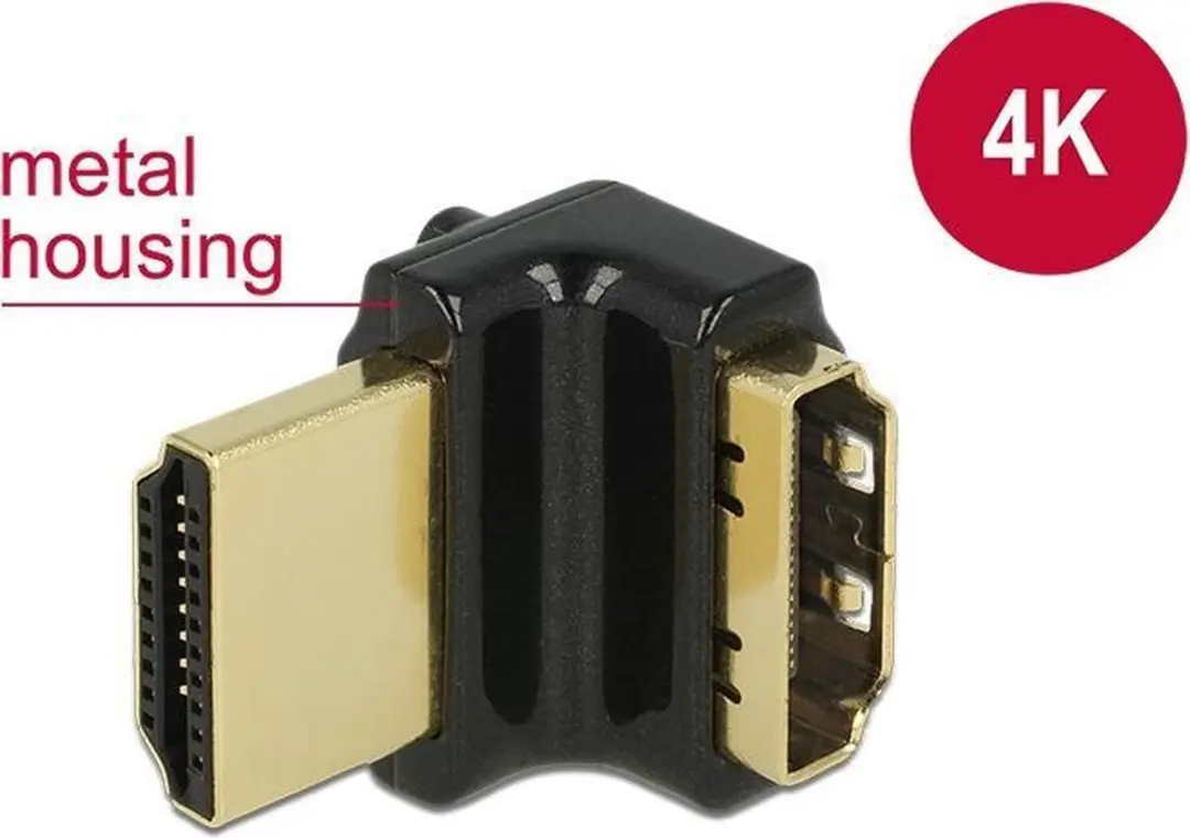 Delock HDMI Adapter 2.0 90° Haaks - 4K 60Hz HDR - Zwart
