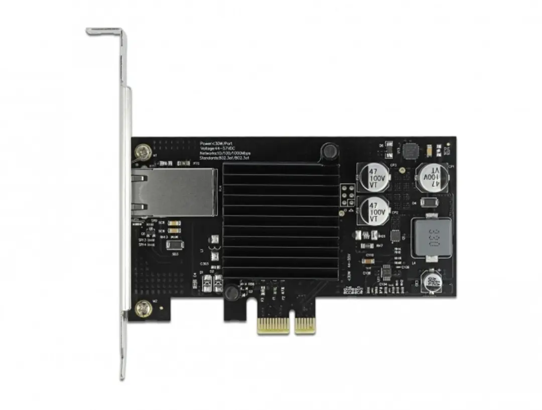 Delock PCIe x1 Gigabit LAN PoE+ i210 - Zwart