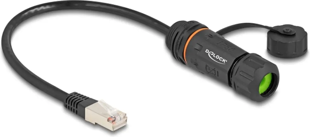 Delock RJ45 Cat.6A M20 IP68 Kabel 25cm - Zwart