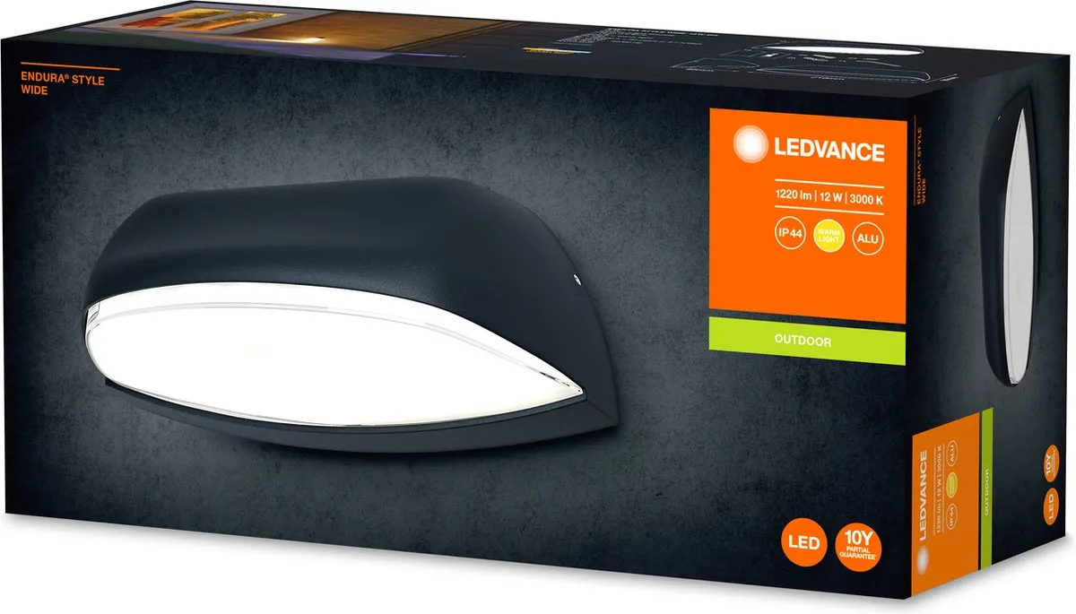 LEDVANCE Endura Style Wide Wand- en Plafondarmatuur 12W Warm Wit - Donkergrijs