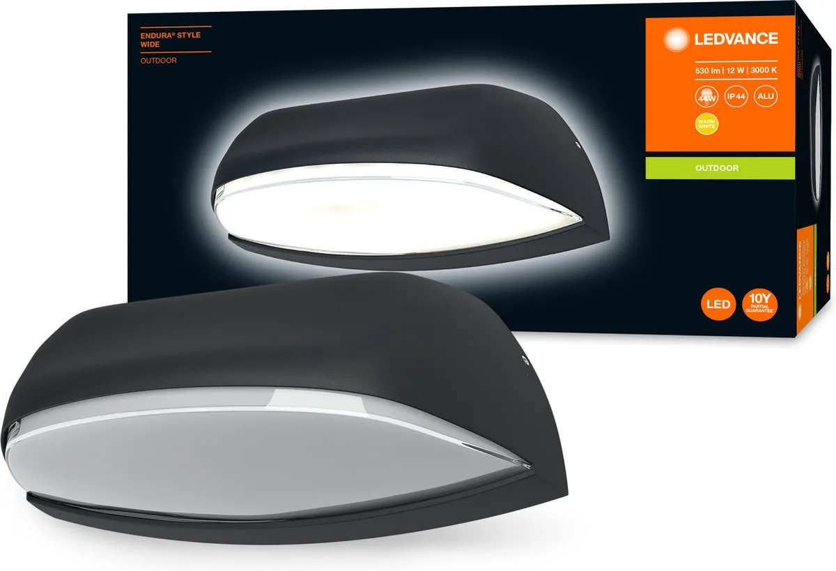 LEDVANCE Endura Style Wide Wand- en Plafondarmatuur 12W Warm Wit - Donkergrijs