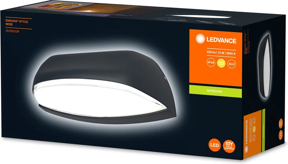 LEDVANCE Endura Style Wide Wand- en Plafondarmatuur 12W Warm Wit - Donkergrijs