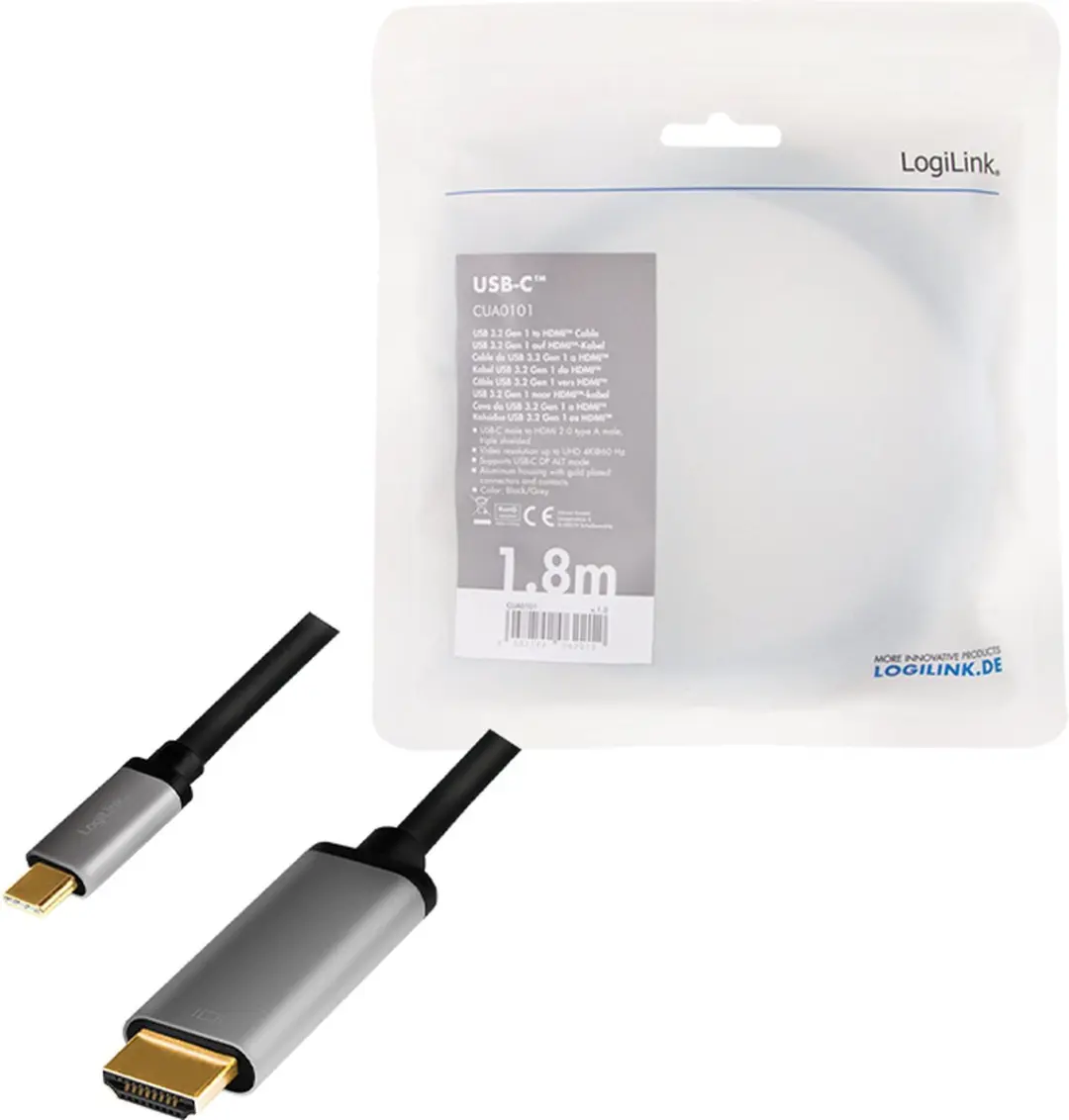 Logilink CUA0101 Verloopstekker USB-C naar HDMI - Zwart/Grijs